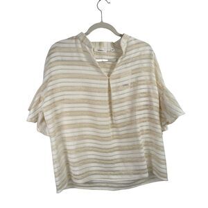 Sita Murt Cream Blouse Preppy Office Coastal Cotton Blend NEW Womens 42 US 10